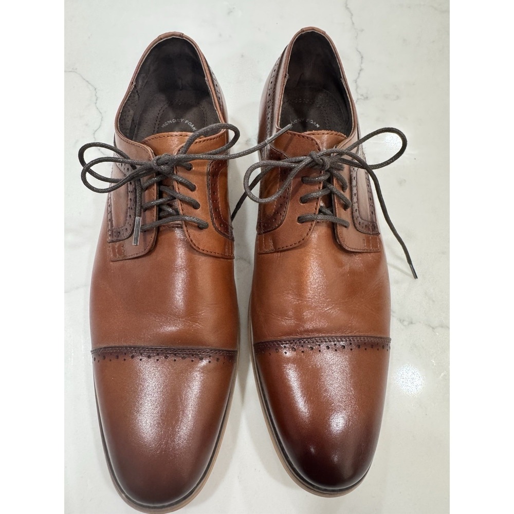 Stacy Adams Shoes Mens Size 9.5 M Brown Leather Cap Toe Dress Church  25066-221